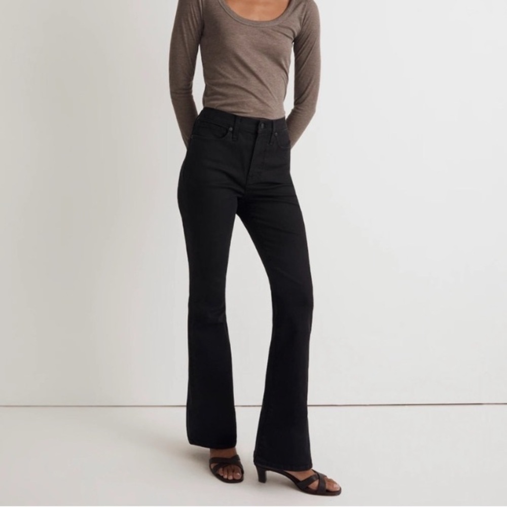 Madewell Petite Skinny Flare Jeans in Black Frost Wash